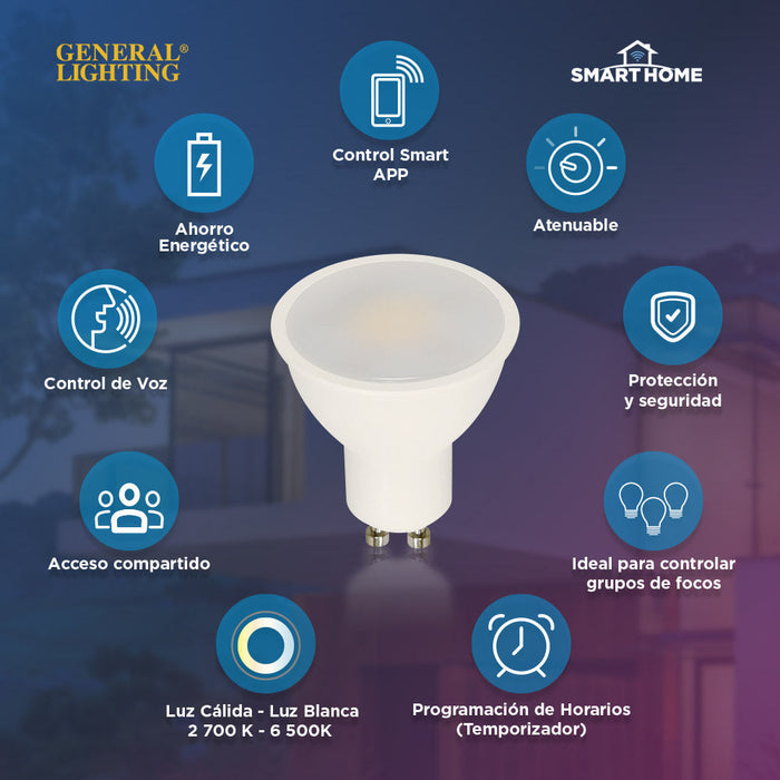 BOMBILLO LED INTELIGENTE GU10 5W 120V 2700-6500K