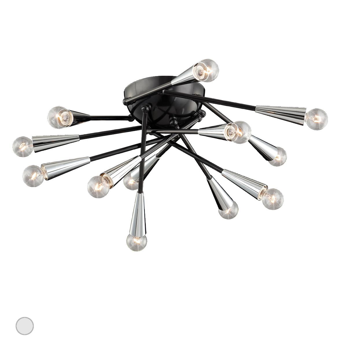 Sarah　DRPL No. 12 Luminous LAMP. TECHO ZAZU NEGRO CROMADO 12L E12 40W — Lumicentro SA