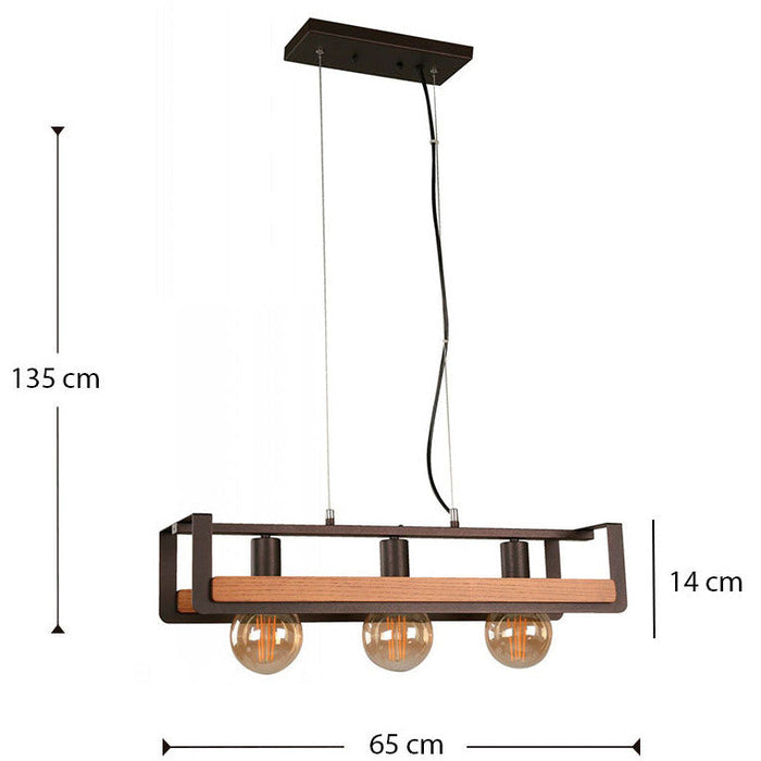 LAMP. COLGANTE BRONCE 3L E27 60W