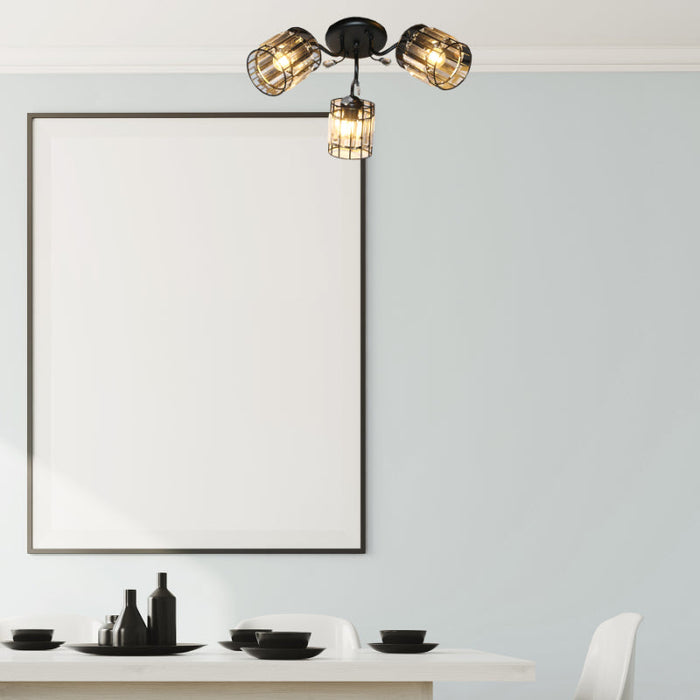 Lámpara Techo Negro 3L E27 40W