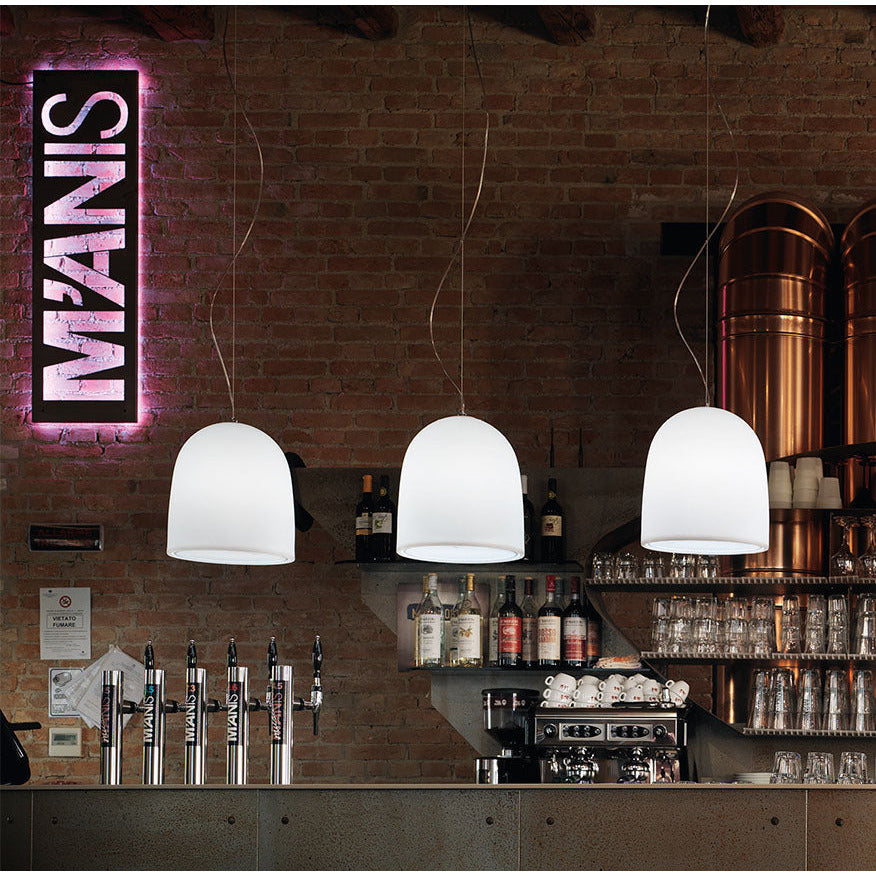 LAMP. COLGANTE CAMPANONE BLANCO 1L E26 40W