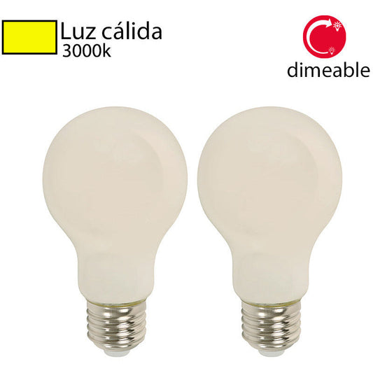 BOMBILLO LED FILAMENTO A60 E27 7W 120V 3000K ATENUABLE 2 PIEZAS