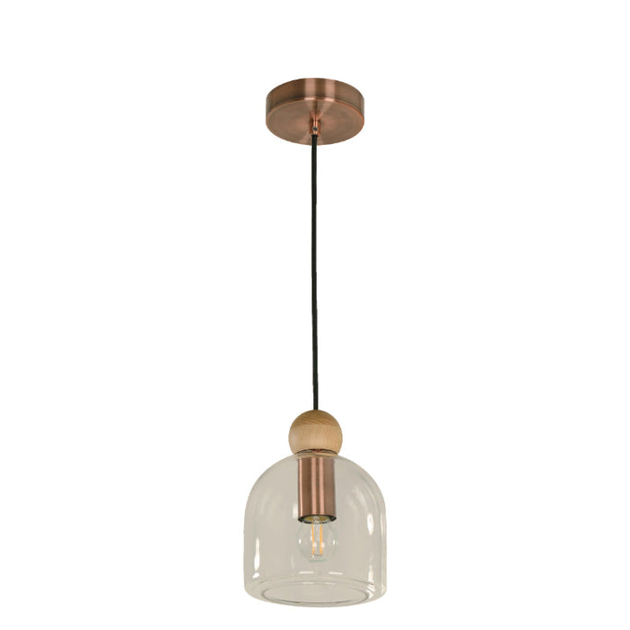 LAMP. COLGANTE COBRE ANTIGUO 1L E27 60W