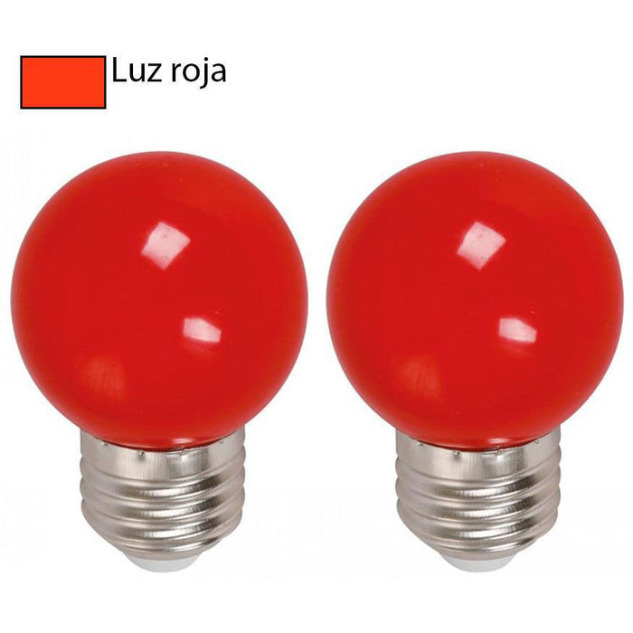 BOMBILLO LED G45 E27 1W 120V ROJO 2 PIEZAS