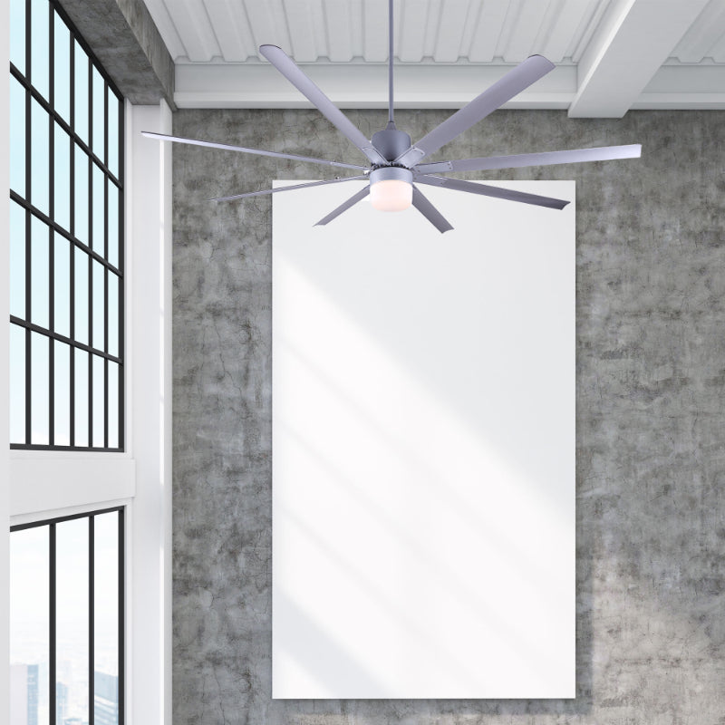 VENTILADOR LED DE TECHO 96" NÍQUEL SATINADO 1L 24W 3000K CON CONTROL REMOTO (DC MOTOR)