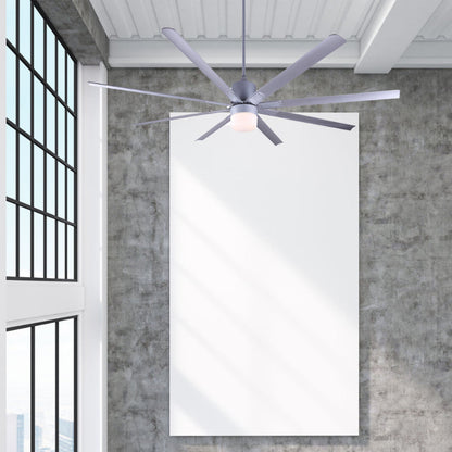 VENTILADOR LED DE TECHO 96" NÍQUEL SATINADO 1L 24W 3000K CON CONTROL REMOTO (DC MOTOR)