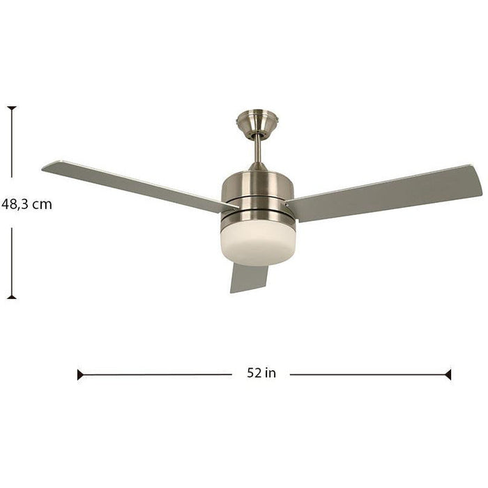 VENTILADOR DE TECHO 52" NÍQUEL SATINADO 2L E27 40W CON CONTROL DE PARED