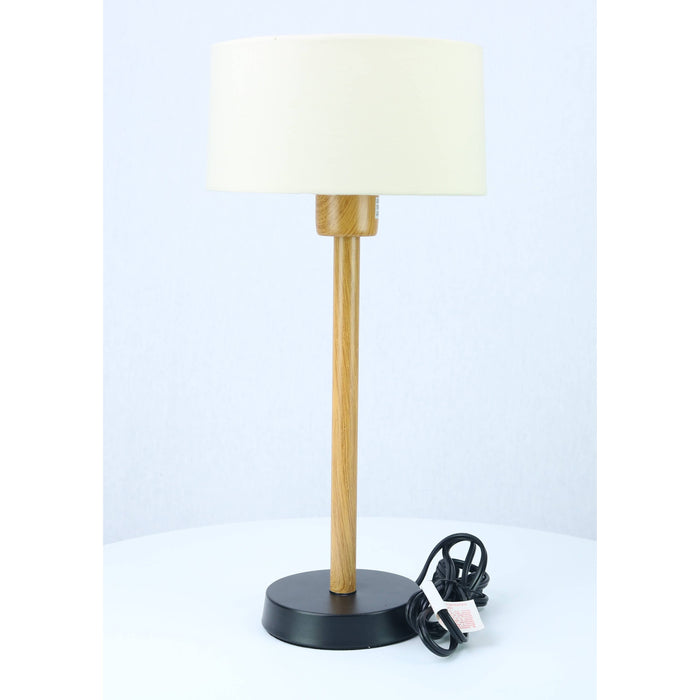 LAMP. MESA NEGRO Y MADERA 1L E27 10W