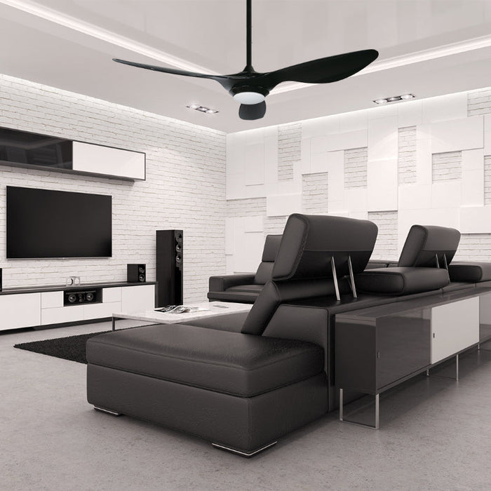 VENTILADOR LED DE TECHO 52" NEGRO 1L 12W 120V 3000K CON CONTROL REMOTO (DC MOTOR)