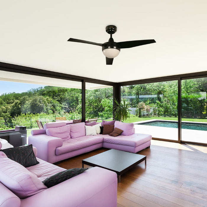 Ventilador De Techo 42" Negro 2L E27 13W Con Control De Pared