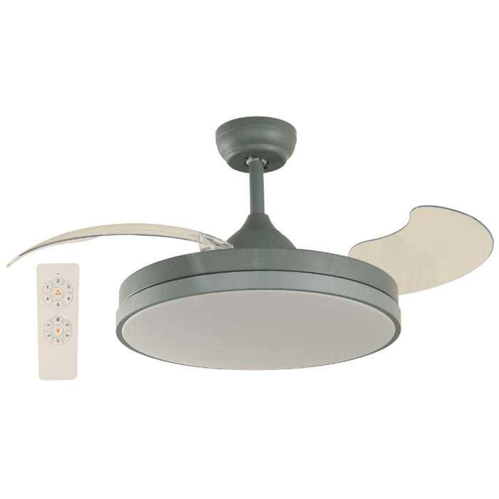 VENTILADOR LED DE TECHO 42"GRIS 36W 3000/4200/6500K DC (ASPAS PLEGABLES)