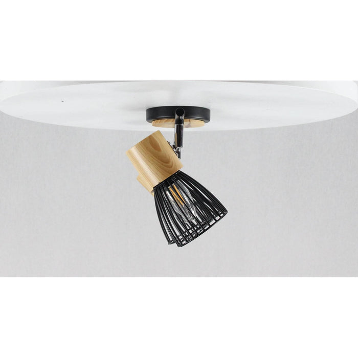 LAMP. TECHO REFLECTORA NEGRO Y CROMO 3L E27 40W