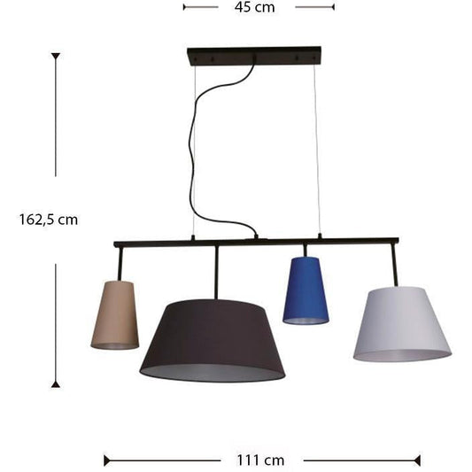 Lámpara Techo Negro 2L E12 + 2L E26 40W