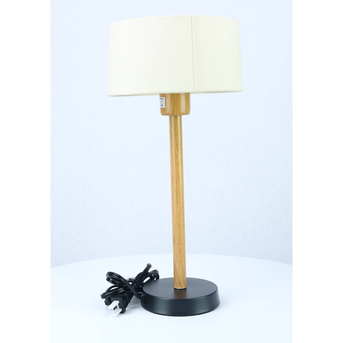 LAMP. MESA NEGRO Y MADERA 1L E27 10W
