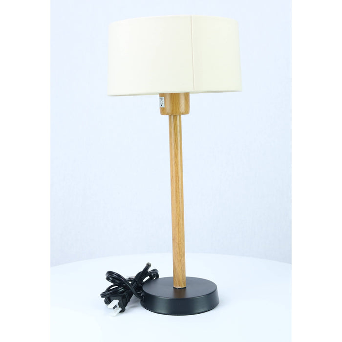 LAMP. MESA NEGRO Y MADERA 1L E27 10W