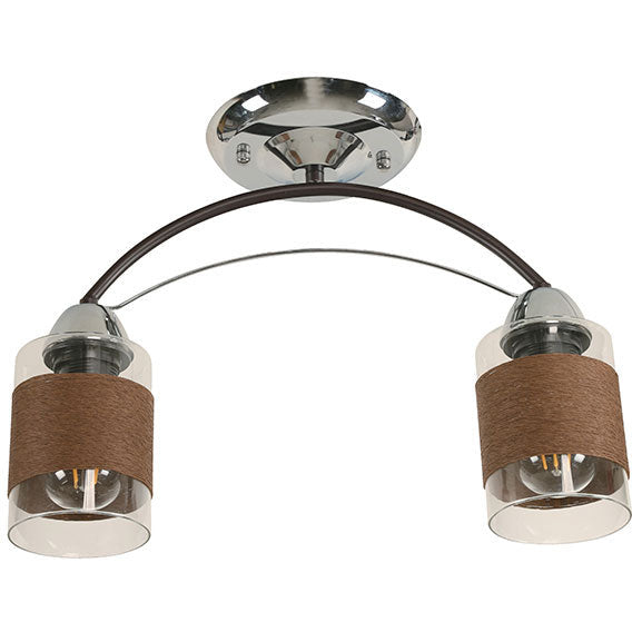 Lámpara Techo Cromo+Chocolate 2L E27 40W