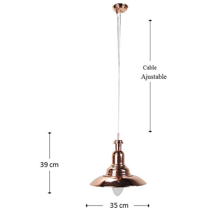 LAMP. COLGANTE COBRE 1L E27 60W