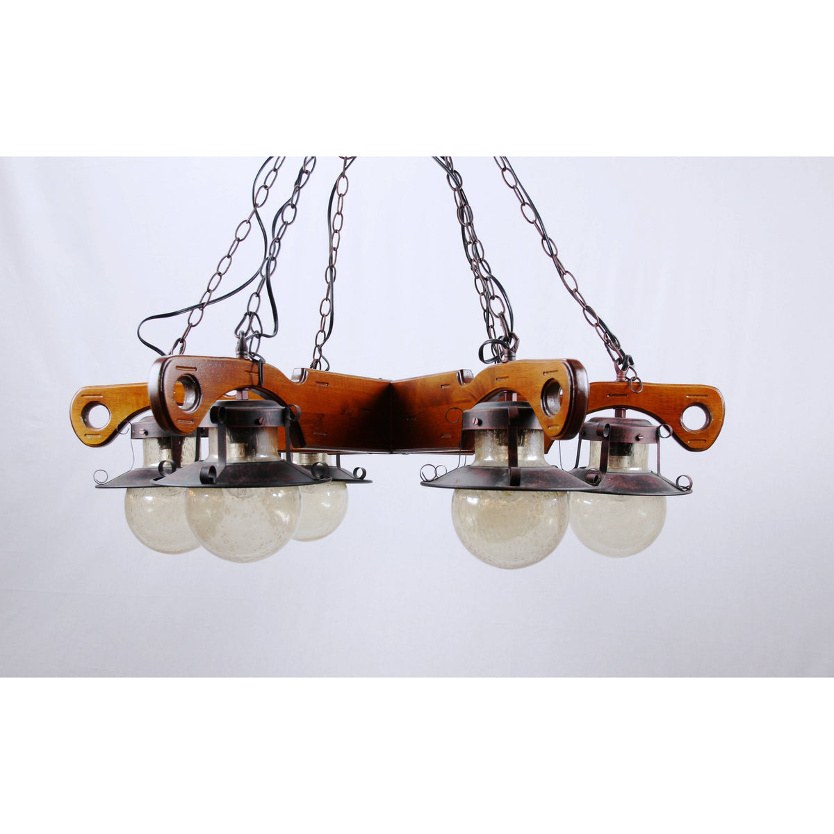 LAMP. COLGANTE MADERA 6L E27 60W