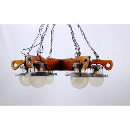 LAMP. COLGANTE MADERA 6L E27 60W