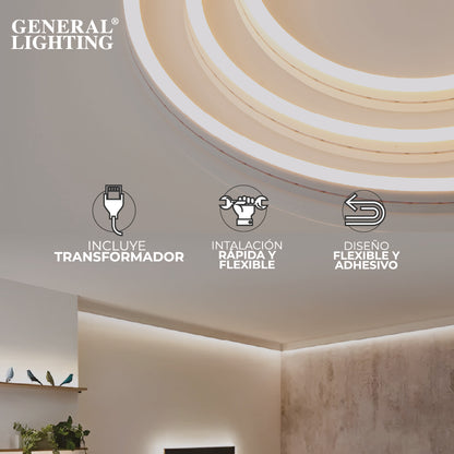 CINTA LUMINOSA LED EXT. 20W 120V LUZ ROJA TRANSFORMADOR INCLUIDO