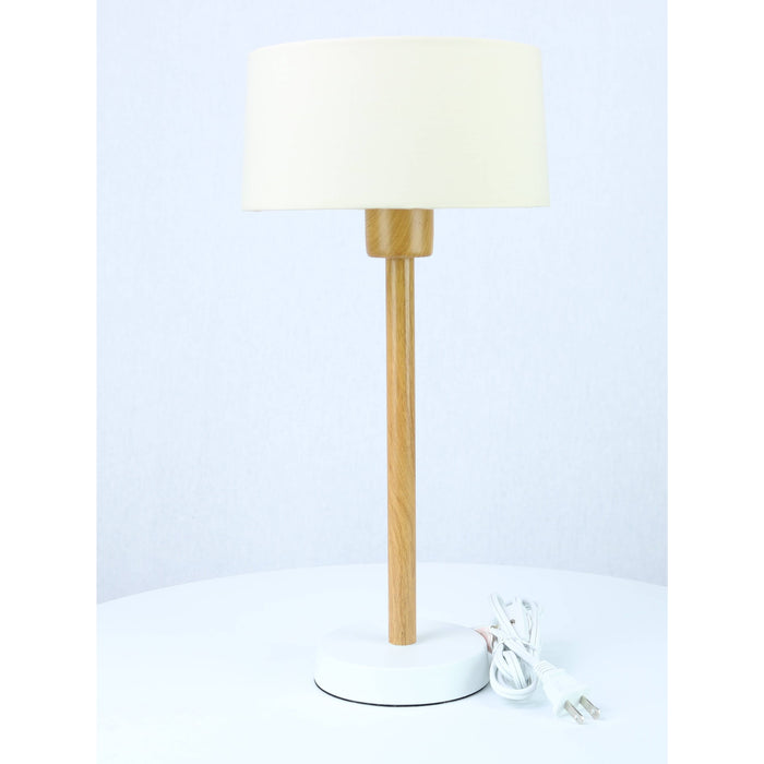 LAMP. MESA BLANCO Y MADERA 1L E27 10W