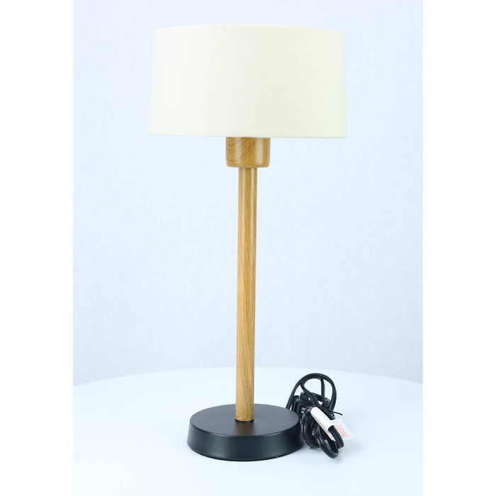 LAMP. MESA NEGRO Y MADERA 1L E27 10W