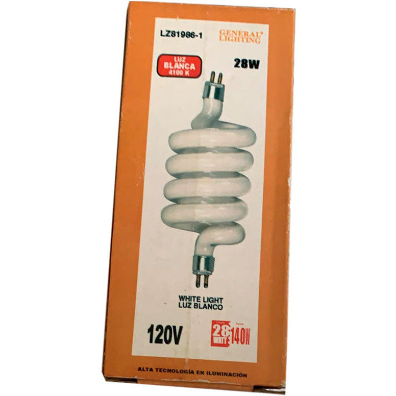 BOMBILLO FLUORESCENTE ESPIRAL T4 28W 4100K 127V