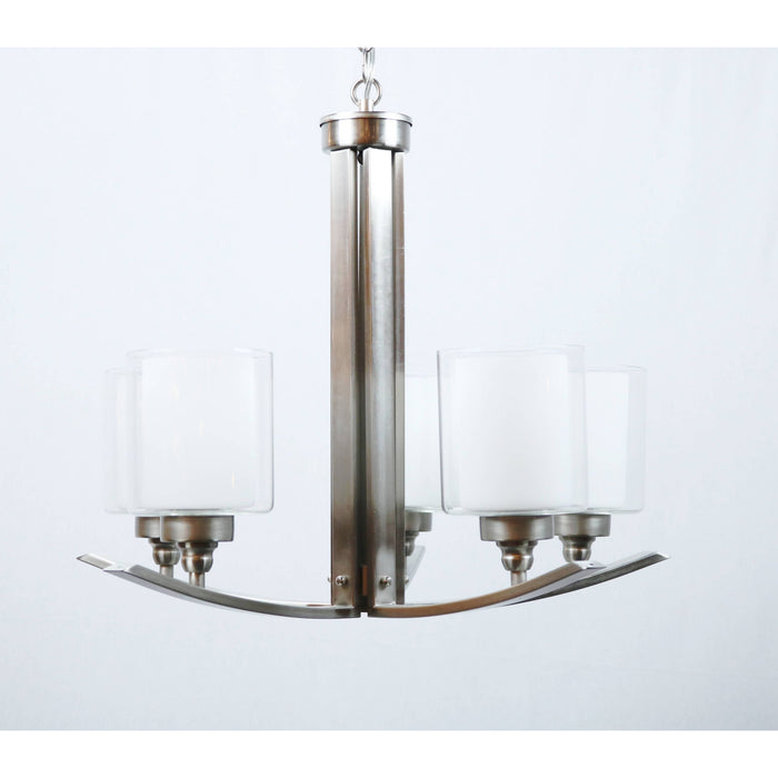 LAMP. COLGANTE NÍQUEL SATINADO 5L E27 40W