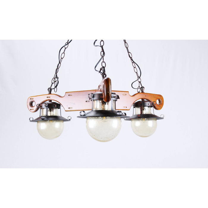 LAMP. COLGANTE MADERA 3L E27 60W