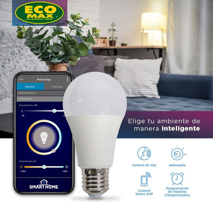 BOMBILLO LED INTELIGENTE A60 E27 10W 120V 2700-6500K