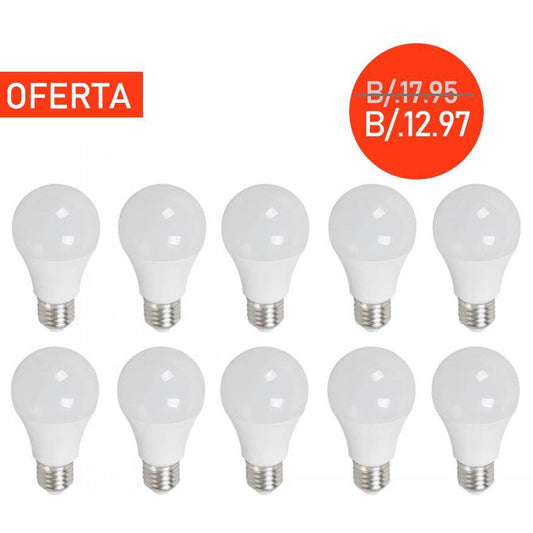 BOMBILLO LED A55 E27 5W 100-240V 3000K 10 PIEZAS