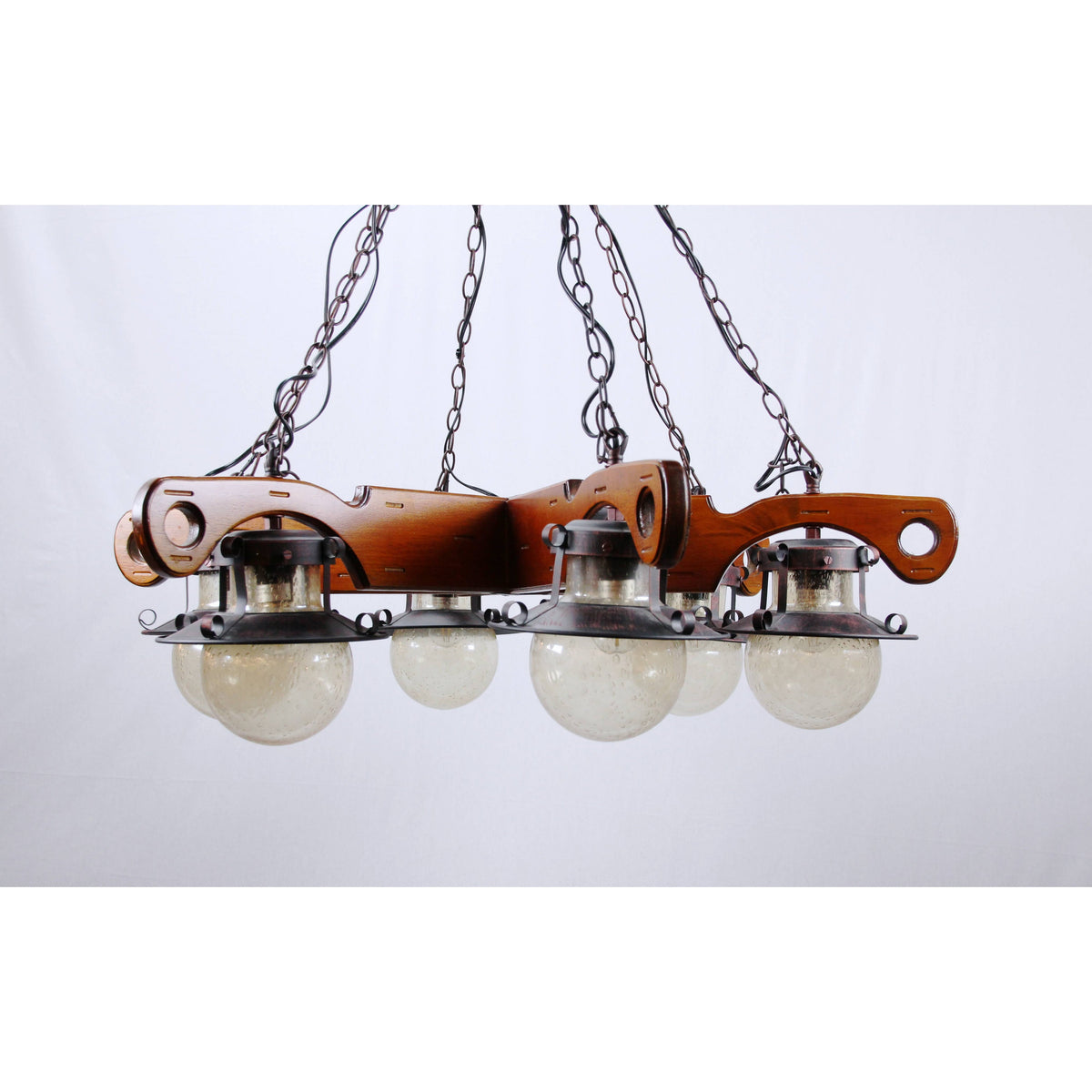 LAMP. COLGANTE MADERA 6L E27 60W