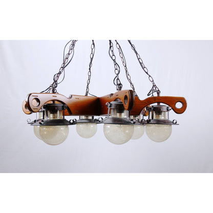 LAMP. COLGANTE MADERA 6L E27 60W