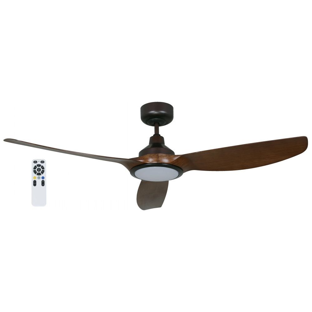 VENTILADOR LED EXT. DE TECHO BRONCE DC 52" 20W 2700/4000/6500K CCT TEMP/LUMEN/DIM. C/R