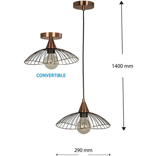 LAMP. COLGANTE COBRE ANTIGUO 1L E27 40W (CONVERTIBLE)