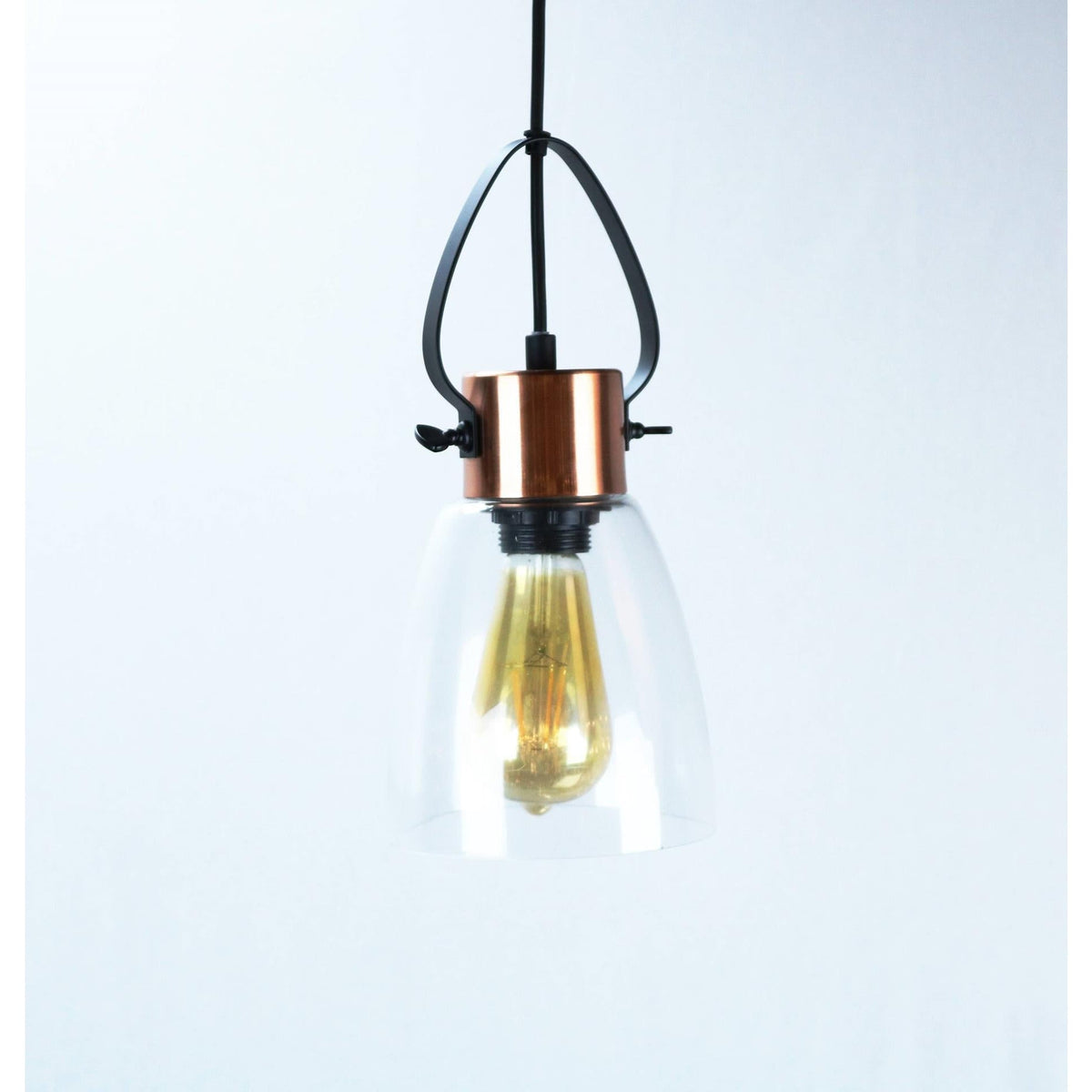 LAMP. COLGANTE NEGRO Y COBRE 1L E27 40W