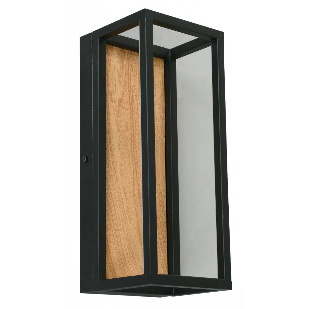 LAMP. LED EXTERIOR DE PARED ACAB. MADERA Y NEGRO 8W 100-240V 2700K