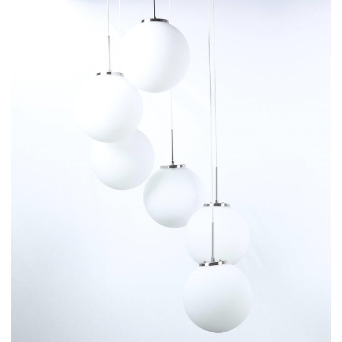 LAMP. COLGANTE NÍQUEL SATINADO 6L E27 60W
