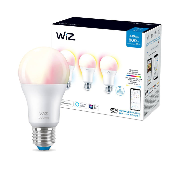 BOMBILLO LED A19 WIFI 8.8W RGB 2200-6500K E26 3PK 800LM