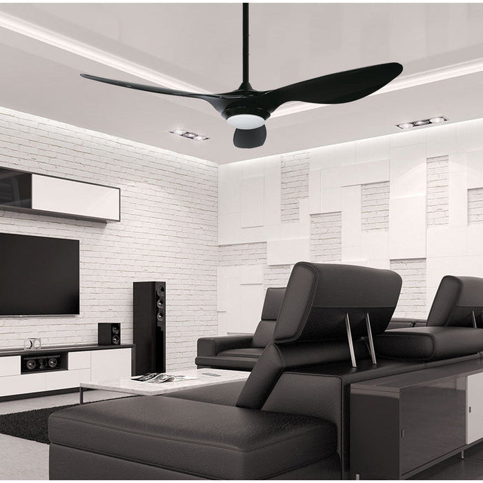 VENTILADOR LED DE TECHO 52" NEGRO 1L 12W 120V 3000K CON CONTROL REMOTO (DC MOTOR)