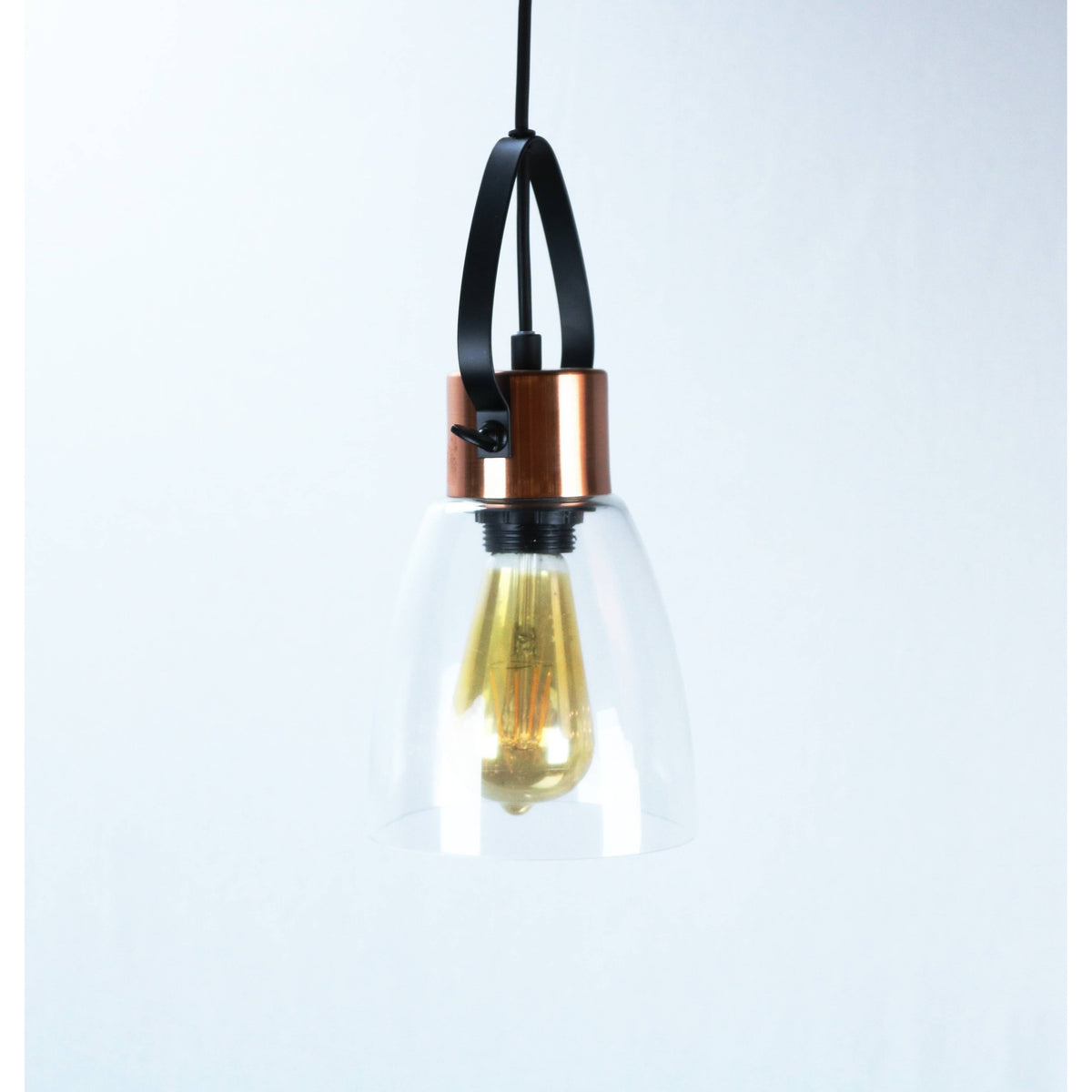 LAMP. COLGANTE NEGRO Y COBRE 1L E27 40W