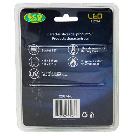 BOMBILLO LED G45 E27 1W 120V VERDE 2 PIEZAS