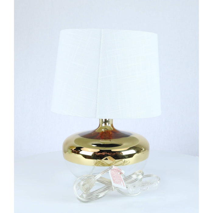 LAMP. MESA TRANSPARENTE Y DORADO 1L E27 60W