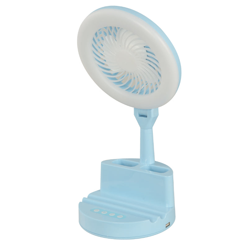 VENTILADOR LED AZUL RECARGABLE DE MESA 6W 5V 3000K/4000K/6000K