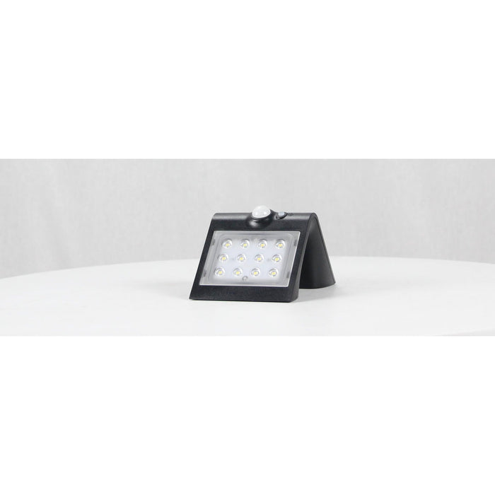 LAMP. LED EXT. PARED SOLAR NEGRO 1L 1.5W 3.7V 3000 / 6000K (CON FOTOCELDA Y SENSOR DE MOVIMIENTO)