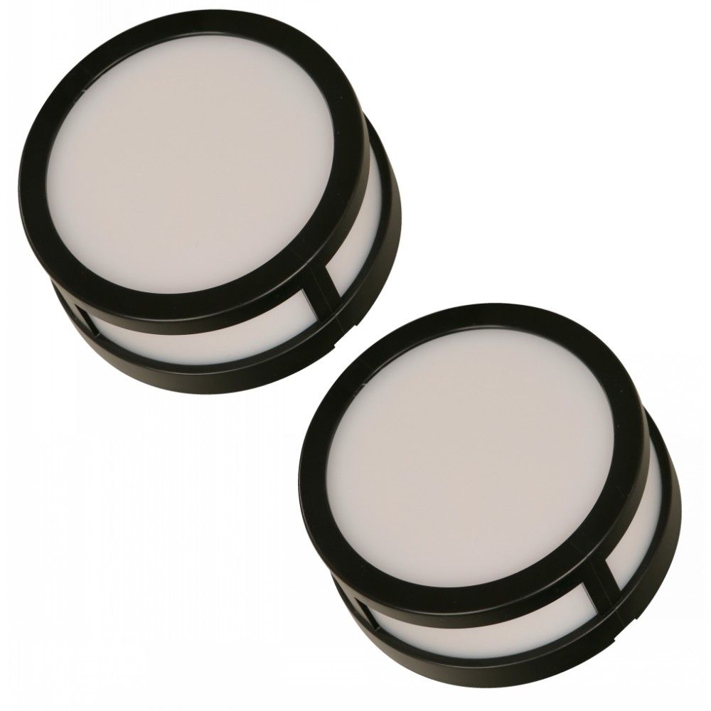 LAMP. LED EXT. DE PARED NEGRO 12W 100-240V 6500K 2 PIEZAS