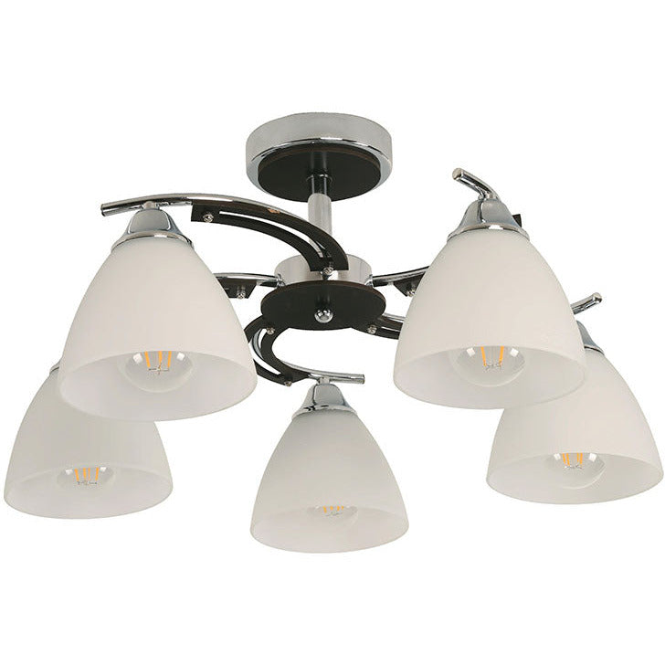 LAMP. TECHO CROMO NEGRO 5L E27 40W