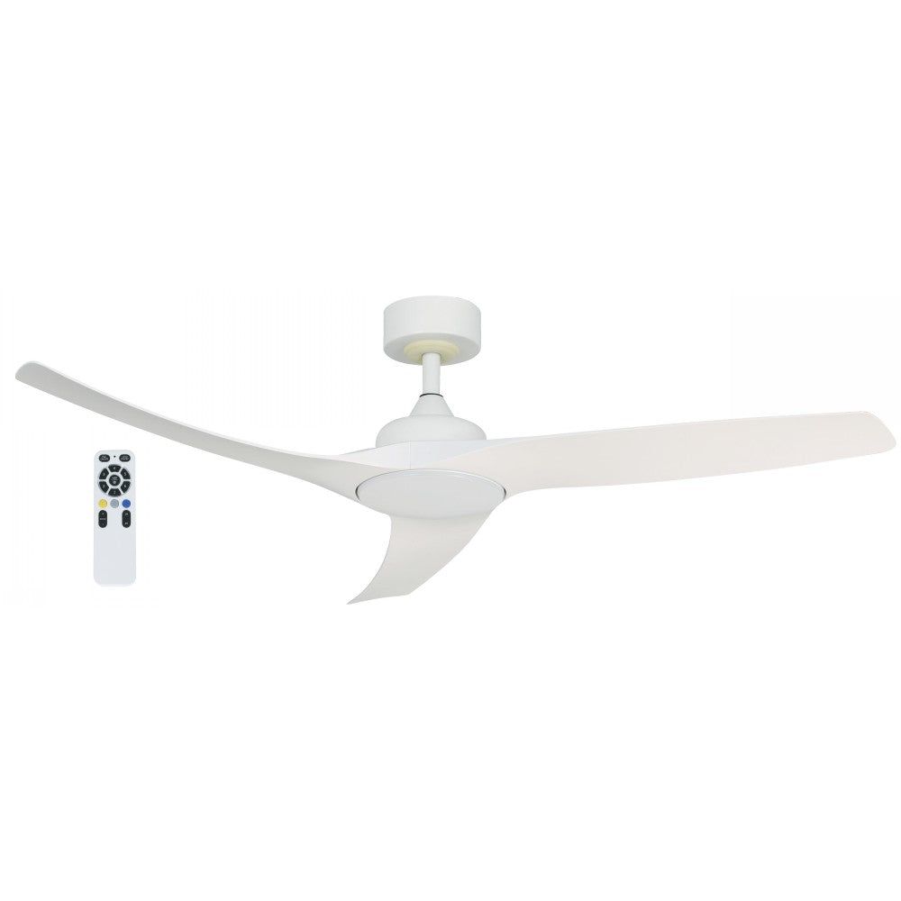 VENTILADOR LED EXT. DE TECHO BLANCO DC 52" 20W 2700/4000/6500K CCT TEMP/LUMEN/DIM. C/R