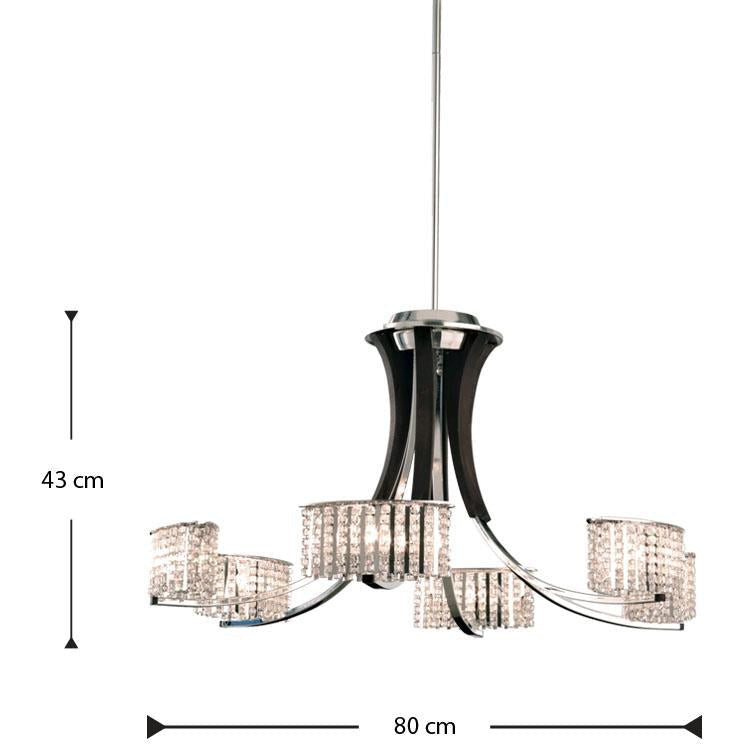 LAMP. COLGANTE VALCOUR PLATEADO 6L G9 40W