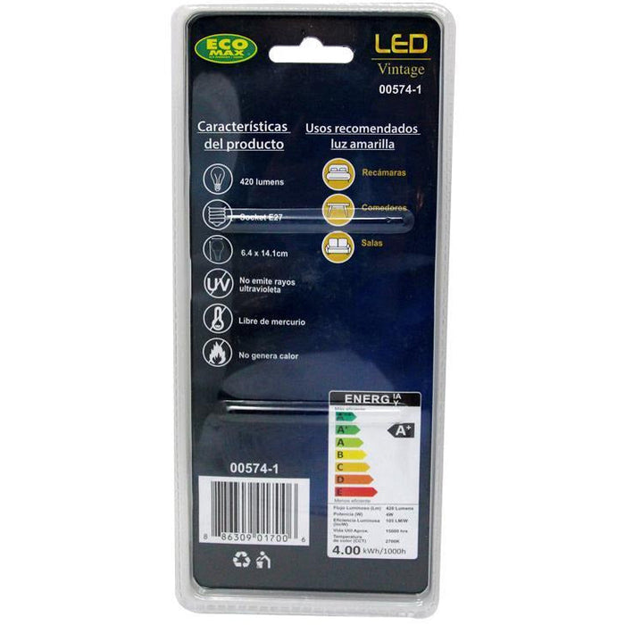 BOMBILLO LED FILAMENTO ST64 E27 4W 85-265V 2700K